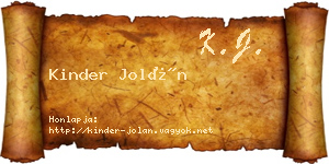 Kinder Jolán névjegykártya